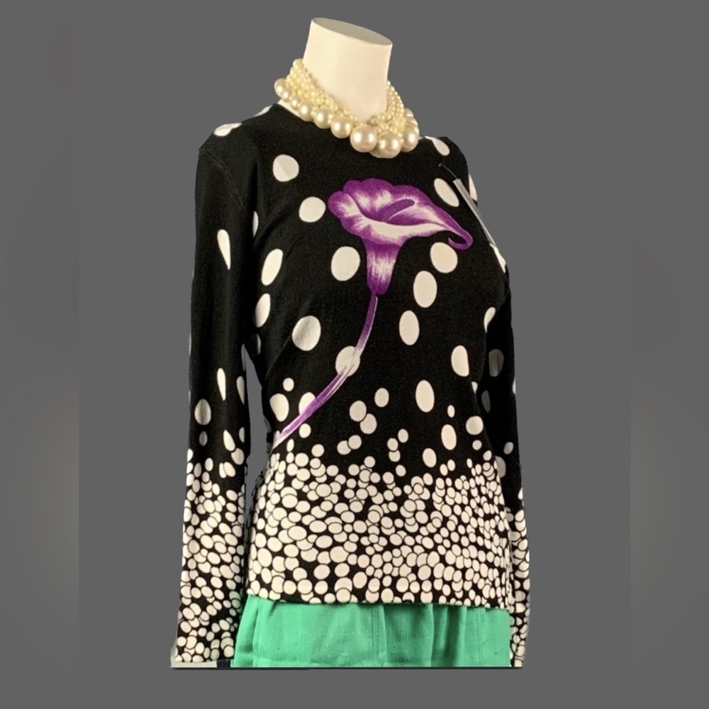 Floral Polka Dot Long Sleeve Lightweight Sweater Sz L NWT